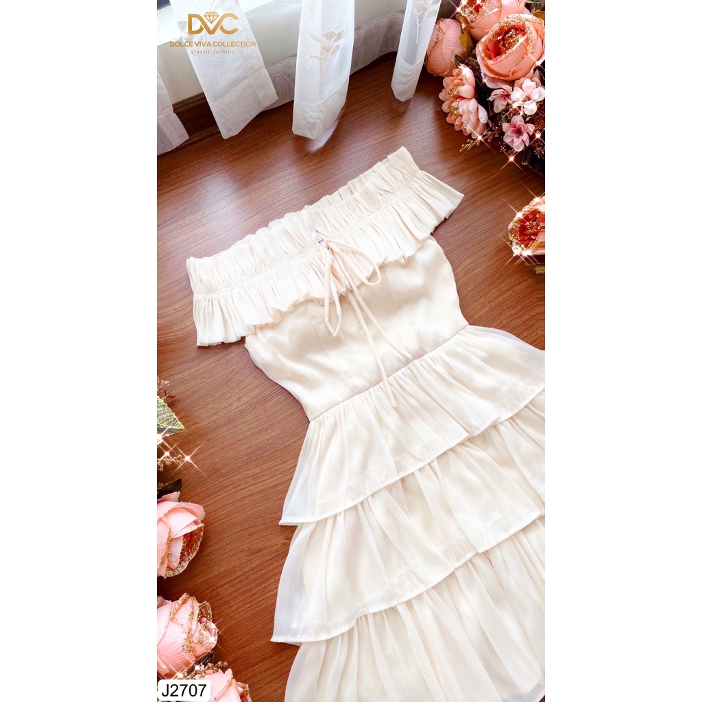 Jum voan kem trễ vai bèo buộc dây tầng J2707-DOLCE VIVA COLLECTION