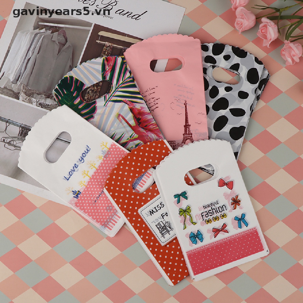 Bộ 50 Túi Mua Sắm Mini 9 * 15cm Có Tay Cầm Bằng Nhựa
