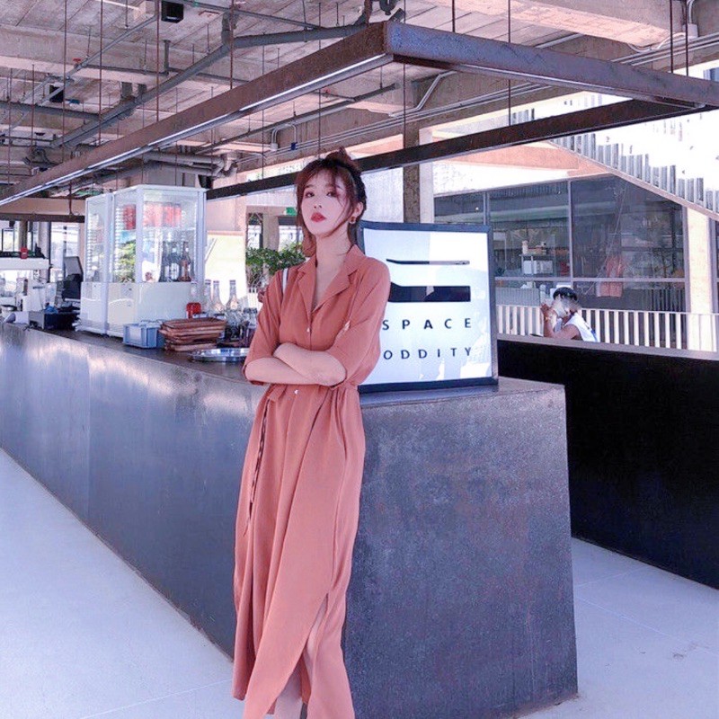 Đầm sm rêu form dài nút trắng (kèm hình thật) | BigBuy360 - bigbuy360.vn