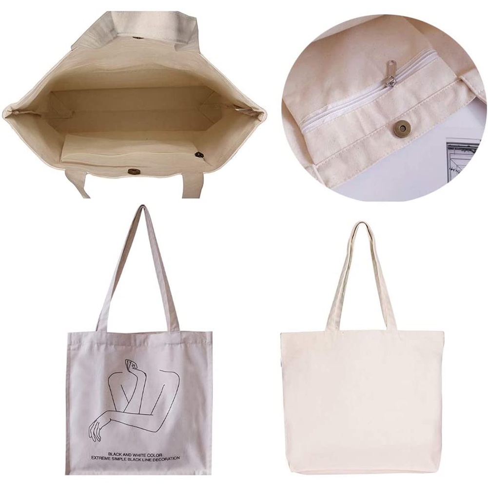 Women Casual Shoulder Bags Personalised Bag Initial Canvas Bag Shopper YKD