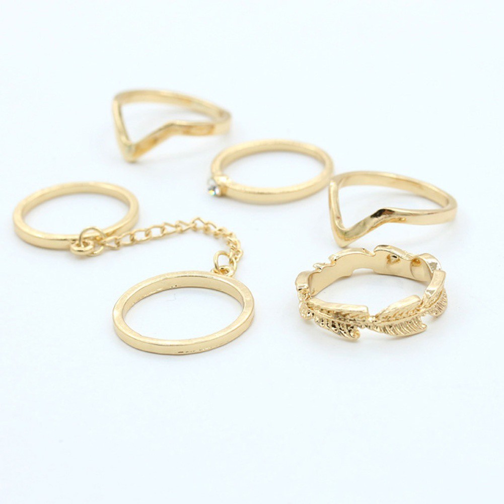 Bộ 6 nhẫn midi hợp kim đính đá xinh xắn