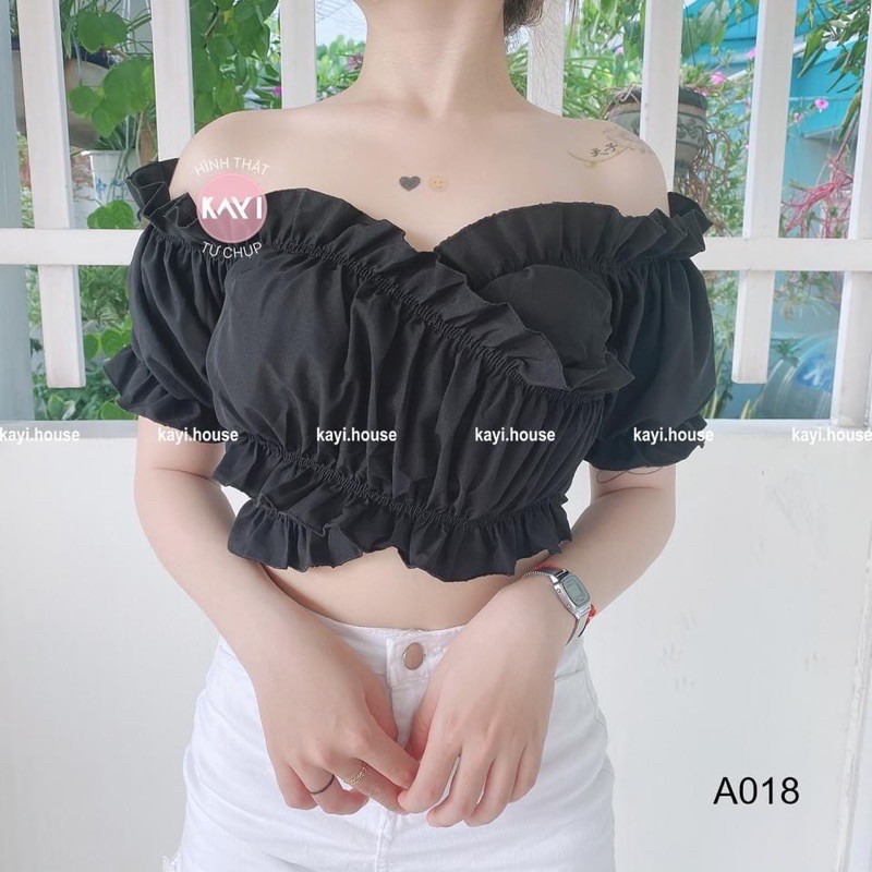 [Mã FAMAYWA giảm 10K đơn 50K] Áo croptop đắp chéo nơ eo - A018 | BigBuy360 - bigbuy360.vn
