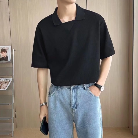 Áo Thun Polo Ngắn Tay Màu Sắc Đơn Giản Phong Cách Hàn Quốc Cho Nam