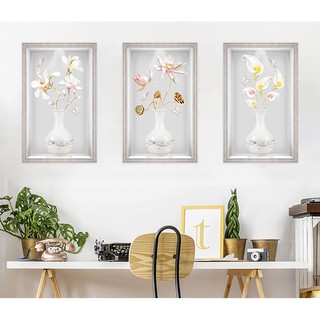 Tranh dán tường vtc bộ 3 binh hoa binh_3d_016 kim sa