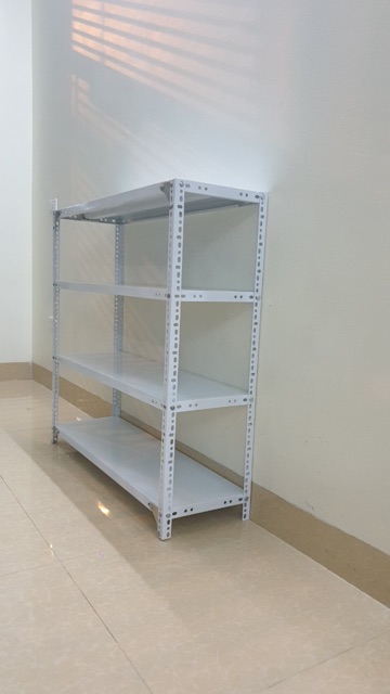 Kệ sắt v lỗ 4 tầng dài 120cm rộng 30cm cao 150cm màu TRẮNG - GHI