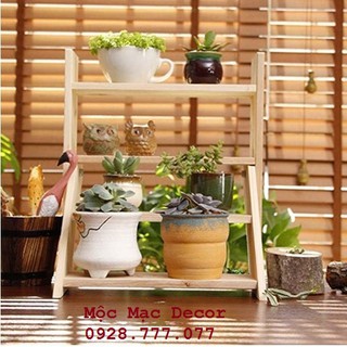 Kệ gỗ trồng cây, sen đá để bàn
