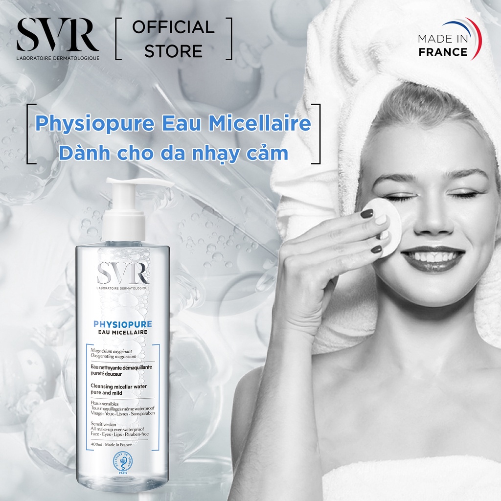 Dung dịch tẩy trang Mi-xel dạng vi hạt dành cho da nhạy cảm SVR PHYSIOPURE Eau Micellaire 400ml