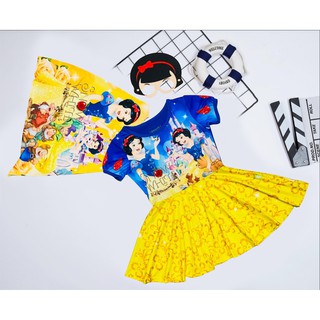 Váy công chúa Bạch Tuyết dễ thương cho bé gái - tặng áo choàng và mặt nạ