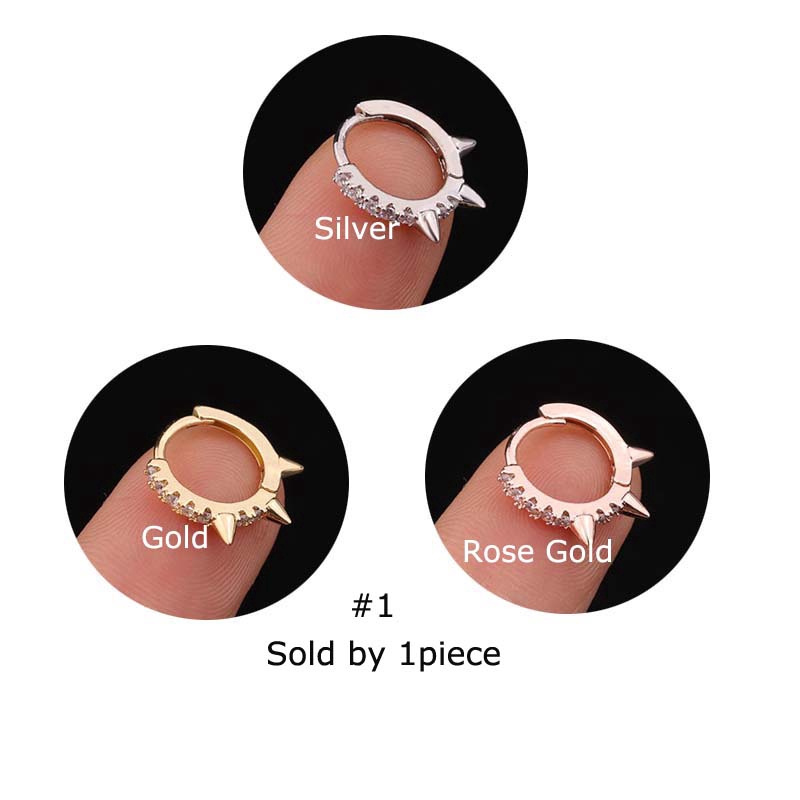 Khuyên tai hình tròn đính đá zircon 8mm