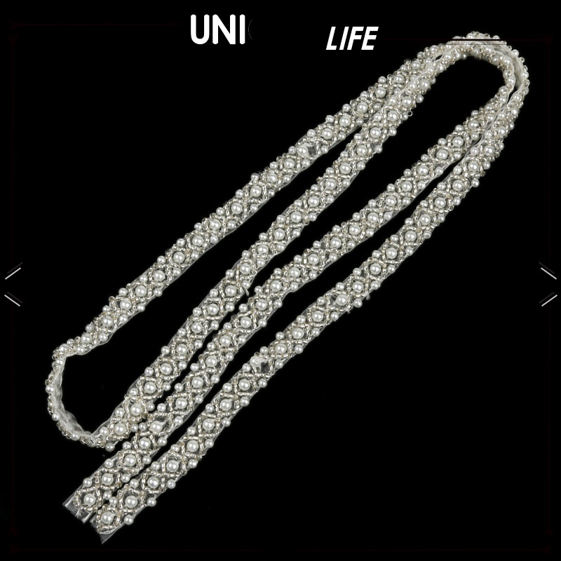 Dải Ren Lưới Đính Hạt Ngọc Trai 1Yard Trang Trí Thủ Công