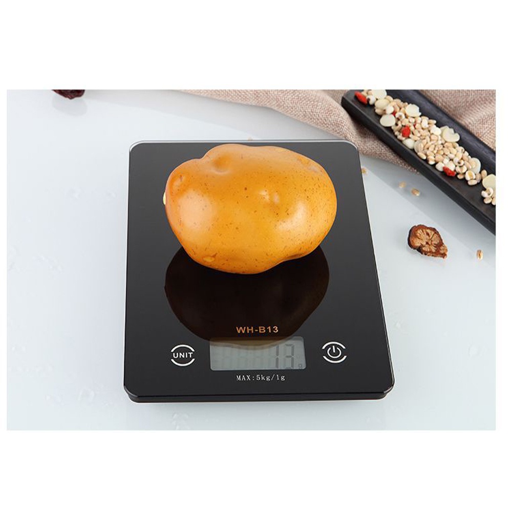 Cân tiểu ly điện tử nhà bếp dùng pin WH-B13 5kg mặt kính cường lực, Cân thực phẩm làm bánh điện tử mini - KHALIK