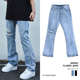 Quần Jean Nam Rách Gối Ống Loe | Ripped Flared Jean | 3T Streetwear
