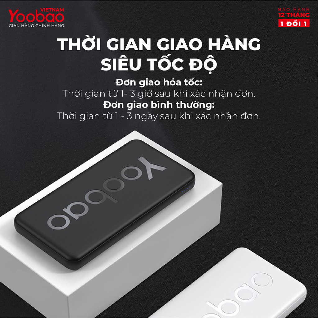 [TẶNG CÁP SẠC] Sạc dự phòng 10000mAh Yoobao P10T Sạc nhanh 2.1A  Thiết kế hiện đại, siêu mỏng, siêu nhẹ.