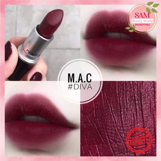 Son MAC Matte Màu 603 Diva –  Tone Đỏ Rượu quý phái,sang trọng.