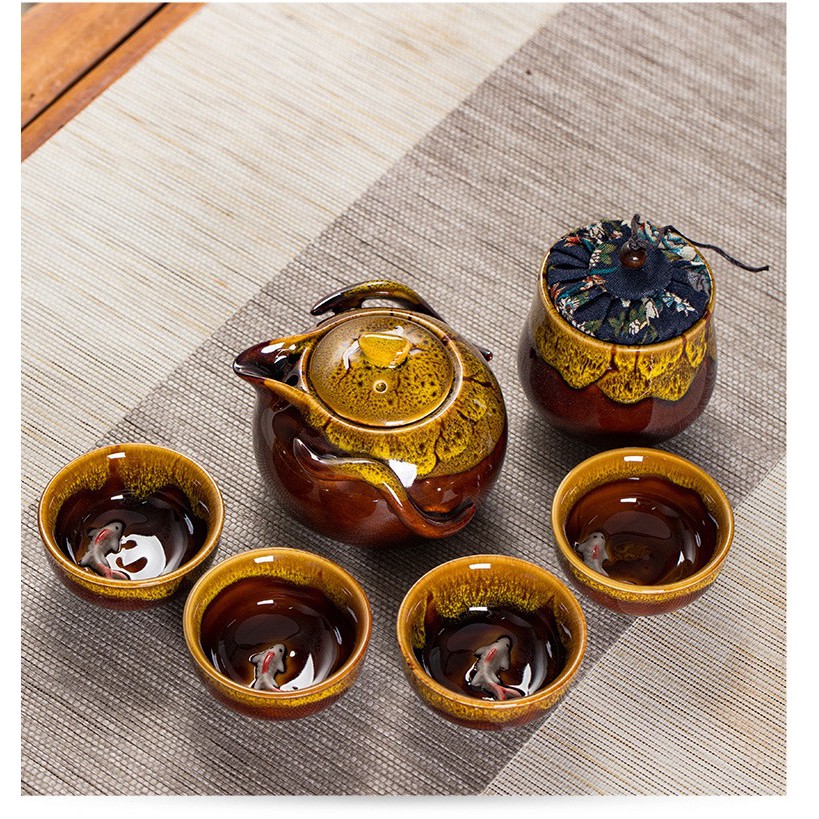 Bộ bình trà gốm sứ Viên Ngộ - Lò Gốm sứ Bát Tràng  VNSANY-IM0008
