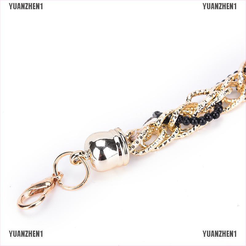 [YUANZHEN1] Thắt Lưng Nữ Dây Xích Kim Loại Vàng Đính Hạt Ngọc Trai