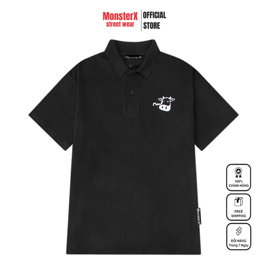 Áo thun polo MONSTER X STREET M.C.MOO phông tay lỡ nam nữ form rộng Local Brand