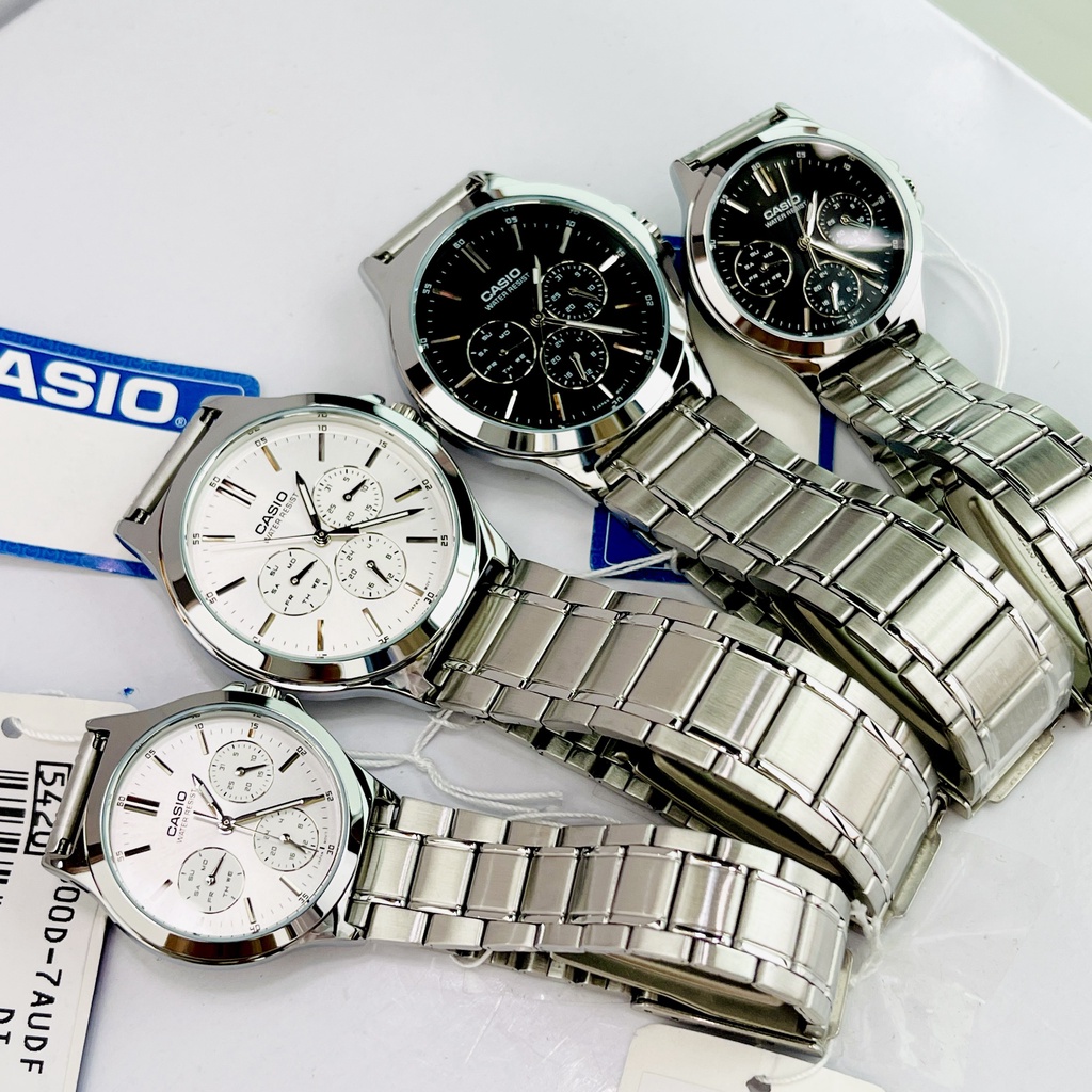 Đồng hồ đôi nam nữ dây thép Casio MTP V300D