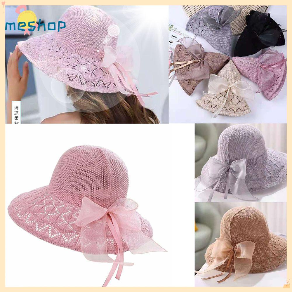 Mũ Rộng Vành Thoáng Khí Thắt Nơ Thời Trang Đi Biển Mùa Hè Cho Nữ