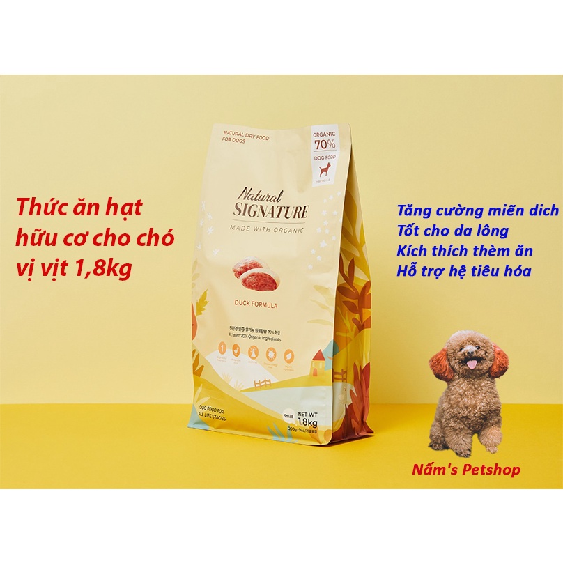 Thức ăn hạt hữu cơ cho chó Natural Signature vị cá hồi/ cừu/ vịt 1,8kg