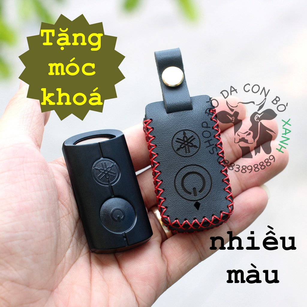 [Màu đen] Bao Da Chìa Khóa Smartkey Yamaha NVX, Janus, Nozza Grande, FreeGo, Latte, Exciter 155 VVA handmade da thật