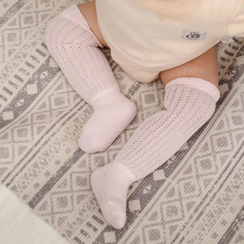 Tất Cao Cổ Vải Cotton Phối Ren Dễ Thương Cho Bé