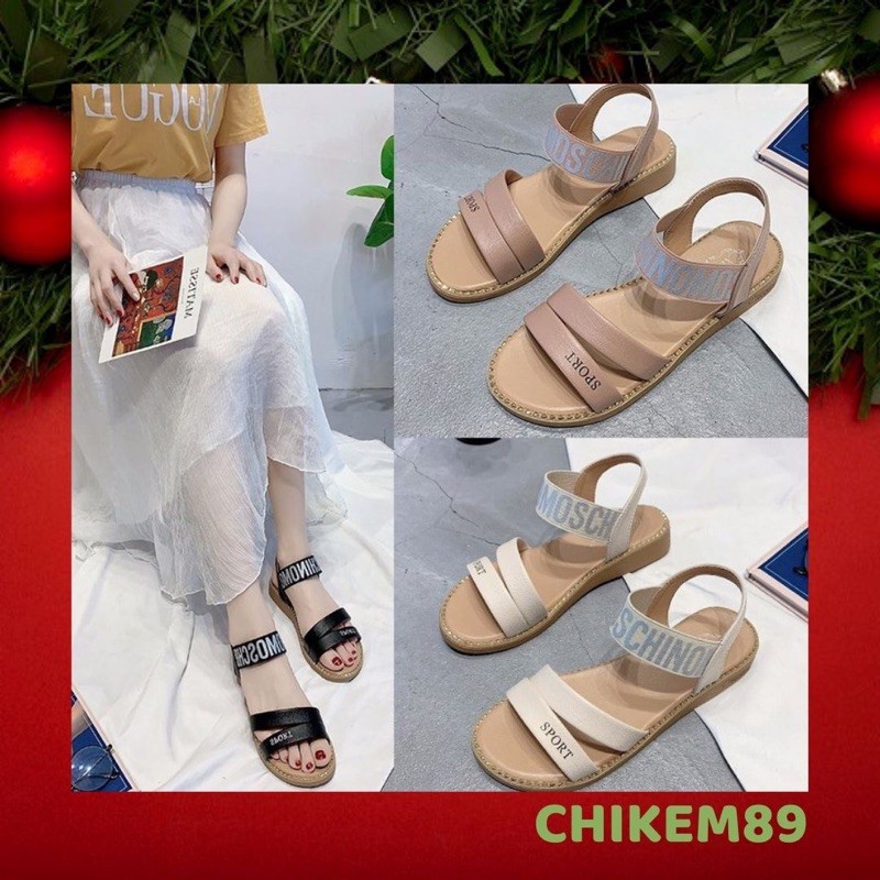 Sandal nữ quai ngang ⭐FREESHIP⭐ sandal da đế đúc moschi