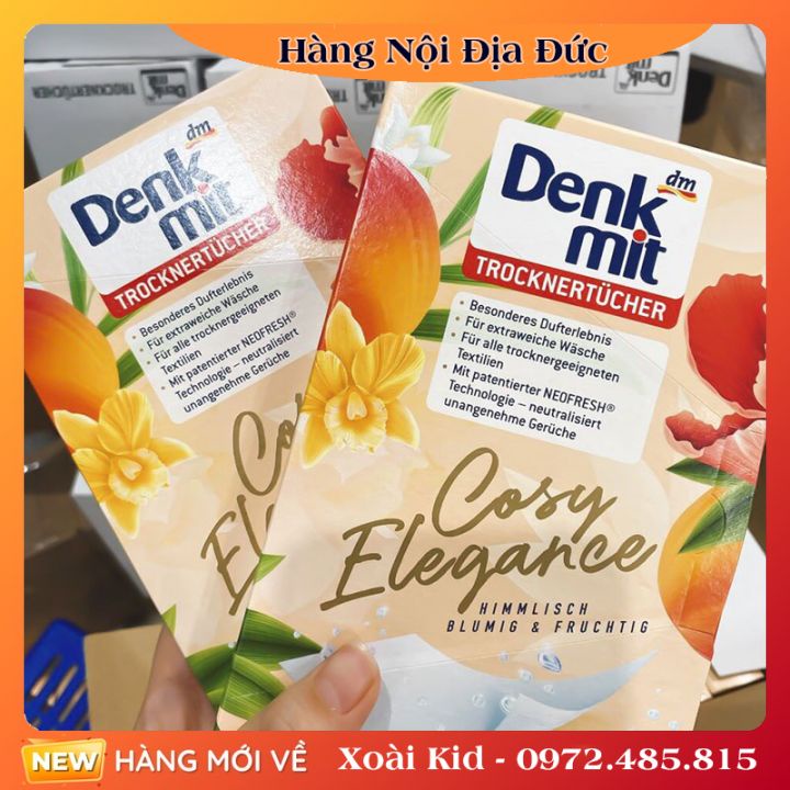 [Hàng nội địa Đức] Giấy thơm quần áo Denkmit Cosy Elegance chống ẩm mốc, quần áo thơm tho của Đức