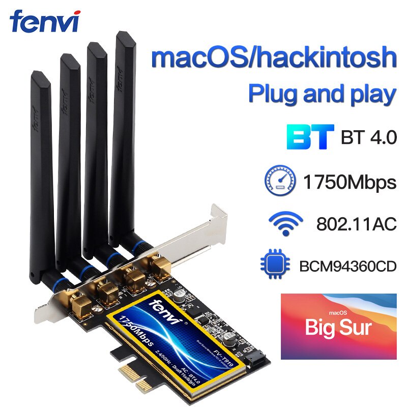 Card Wifi Và Bluetooth Cho MacOS Hackintosh Fenvi T919 Chipet BCM94360CD thumbnail