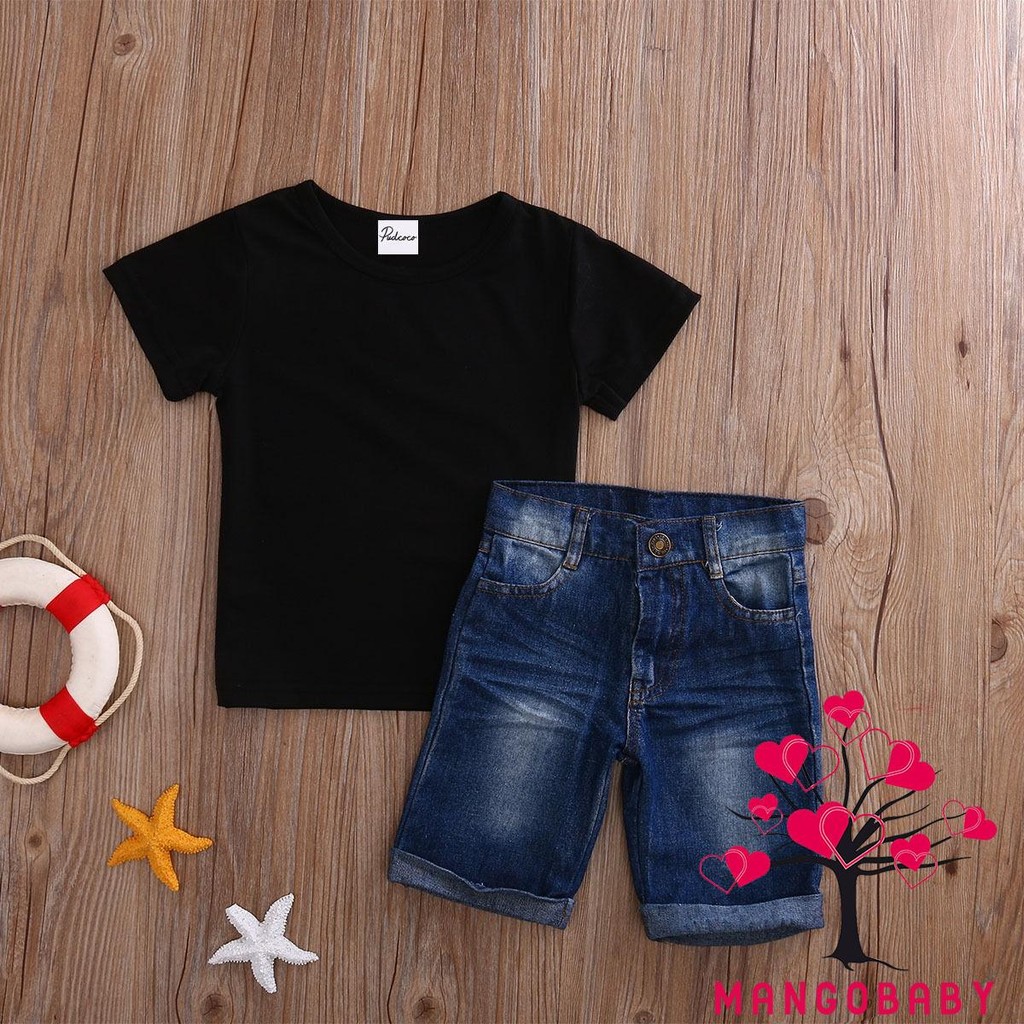 Set 2 Món Áo Sơ Mi Tay Ngắn + Quần Jeans Cho Bé Trai 28m