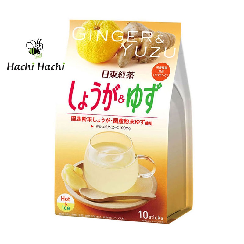 BỘT TRÀ GỪNG CHANH YUZU NITTOH 100G (10G X 10 GÓI) - Hachi Hachi Japan Shop