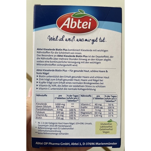 Viên đẹp da khoẻ tóc Abtei Biotin Plus 56 viên