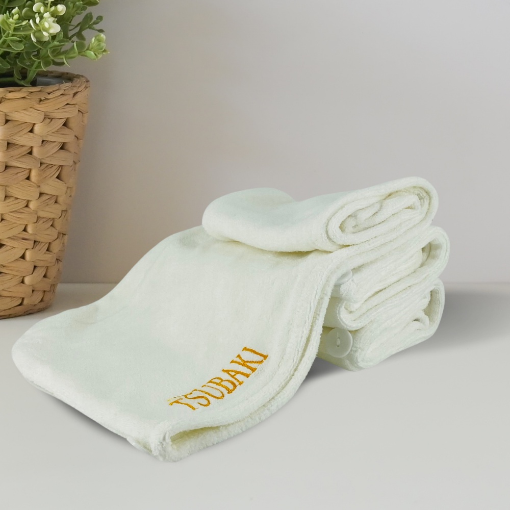 Khăn quấn ủ tóc NHANH KHÔ Microfiber Tsubaki, Khăn Ủ Tóc Mềm Mịn Siêu Thấm Khô Siêu Tốc