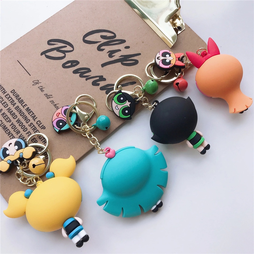 Móc Chìa Khóa Họa Tiết Hoạt Hình Powerpuff Girl Nhiều Màu Dễ Thương
