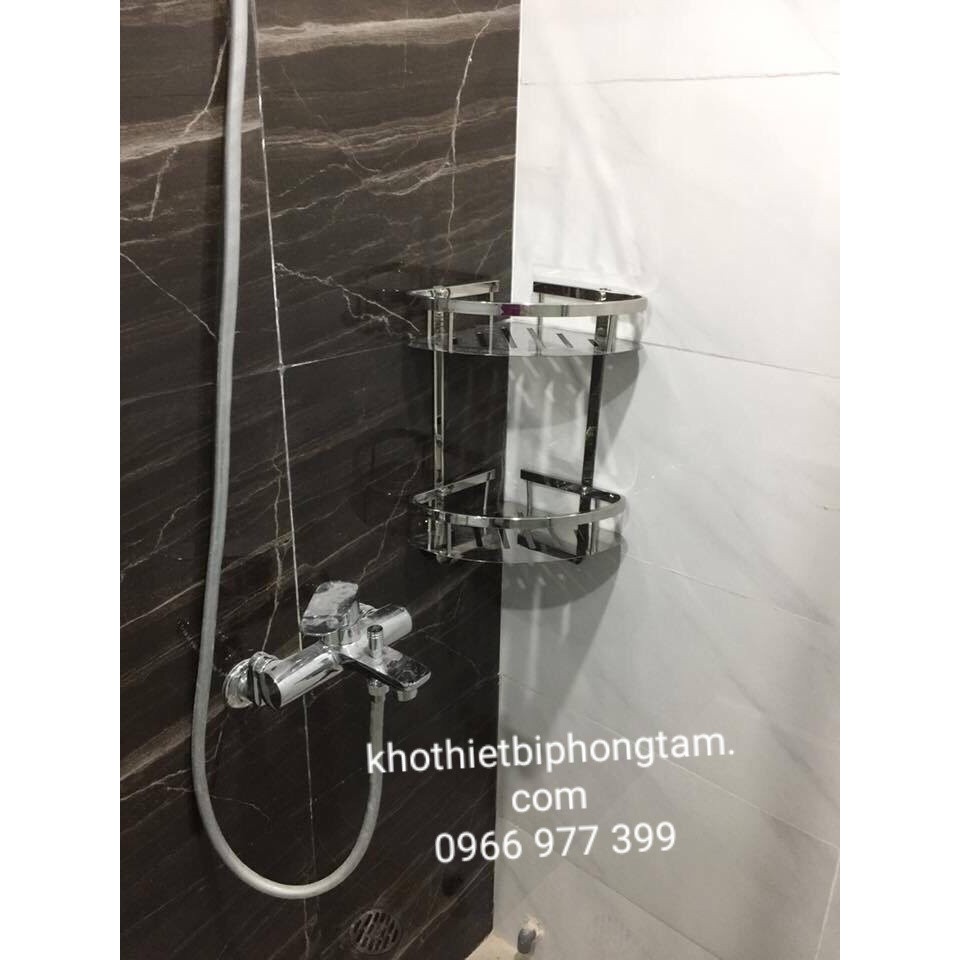 Kệ 2 tầng góc ( tam giác) bằng inox 304 đựng gia vị, sữa tắm, dầu gội trong nhà bếp, nhà tắm,...