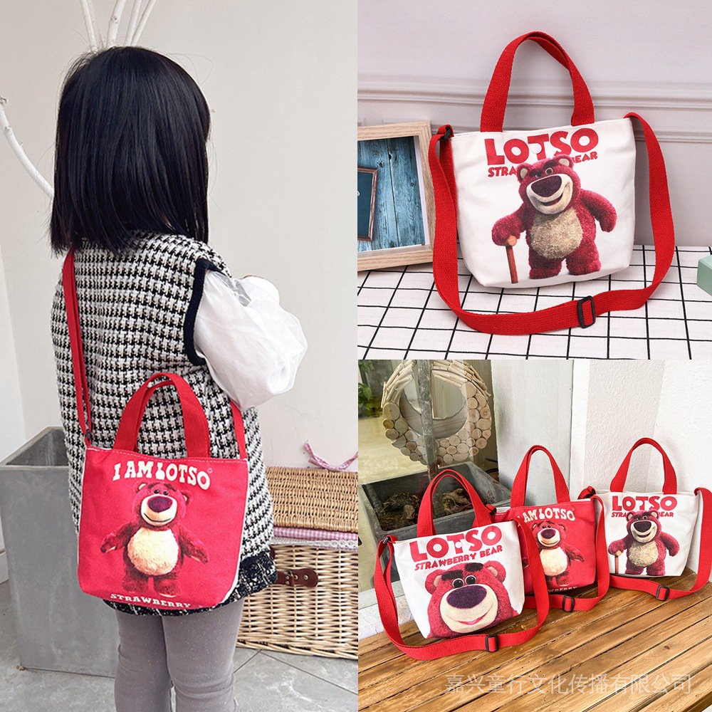 Túi Đeo Chéo Vai Bằng Vải Canvas In Họa Tiết Hoạt Hình Dễ Thương Dành Cho Trẻ Em