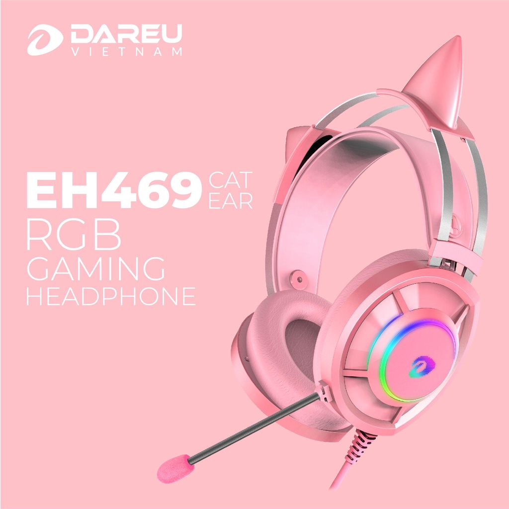 Tai nghe Gaming Dareu EH469 RGB Black / Pink - Hàng Chính Hãng