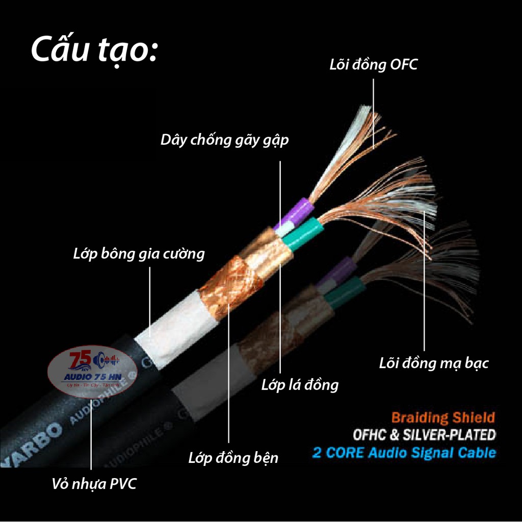 01 mét Dây tín hiệu âm thanh YARBO SP101MC Audiophile GERMANY cao cấp lõi đồng mạ bạc