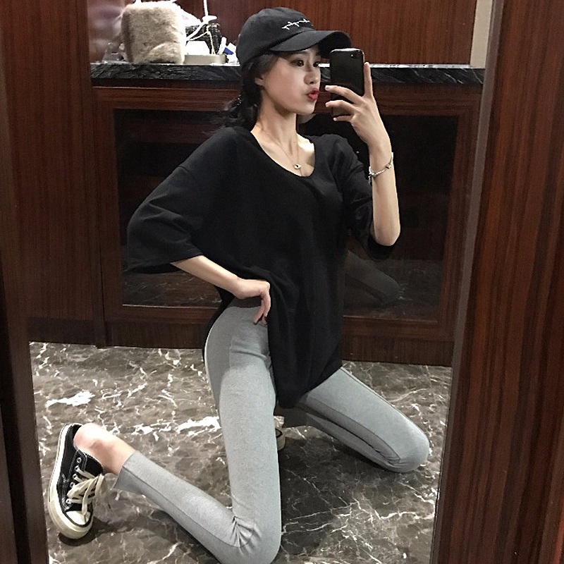 SUXI Áo thun tay ngắn dáng rộng phong cách Hàn Quốc năng động xinh xắn dành cho nữ