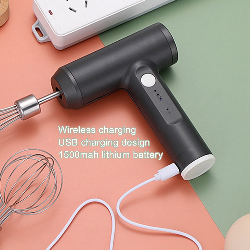 Wyoming060 Máy trộn cầm tay điện 1500 mah Pin Lithium 4 chế độ Cạnh cong Sạc USB không dây 304 Thép không gỉ