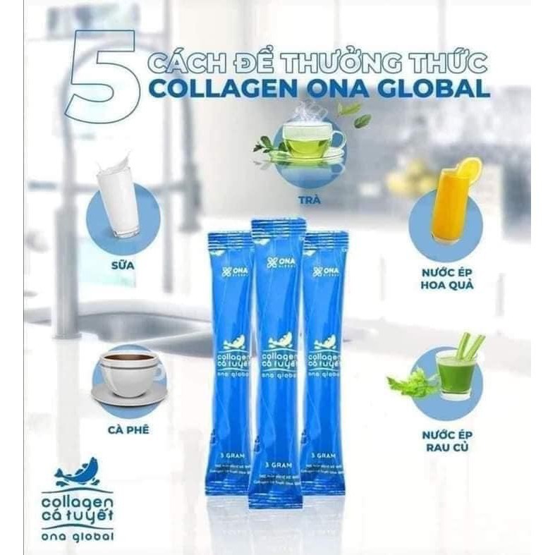 [MUA 5 TẶNG 1] 01 HỘP Collagen cá tuyết Nauy - ONA GOBAL làm đẹp da, da săn chắc, căng bóng,ẩm mượt hộp 30 gói