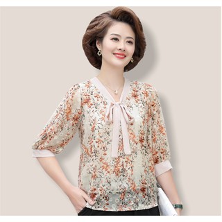 áo hoa trung niên cao cấp cho người lớn tuổi (thời trang trung niên Lolita xinh) GD01-0321