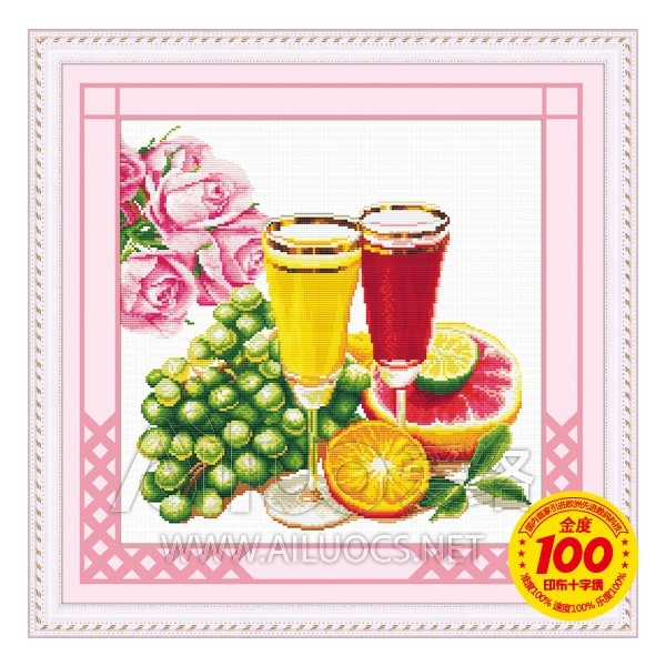 Tranh thêu chữ thập Rượu và trái cây AL22330 kích thước 52*52cm