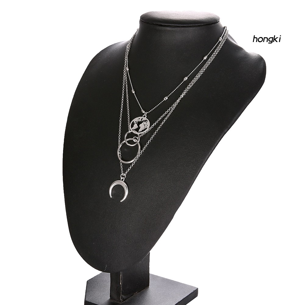 vòng cổ Hợp Kim Nhiều Lớp Mặt Hình Mặt Trăng Tròn Thời Trang Cho Nữ