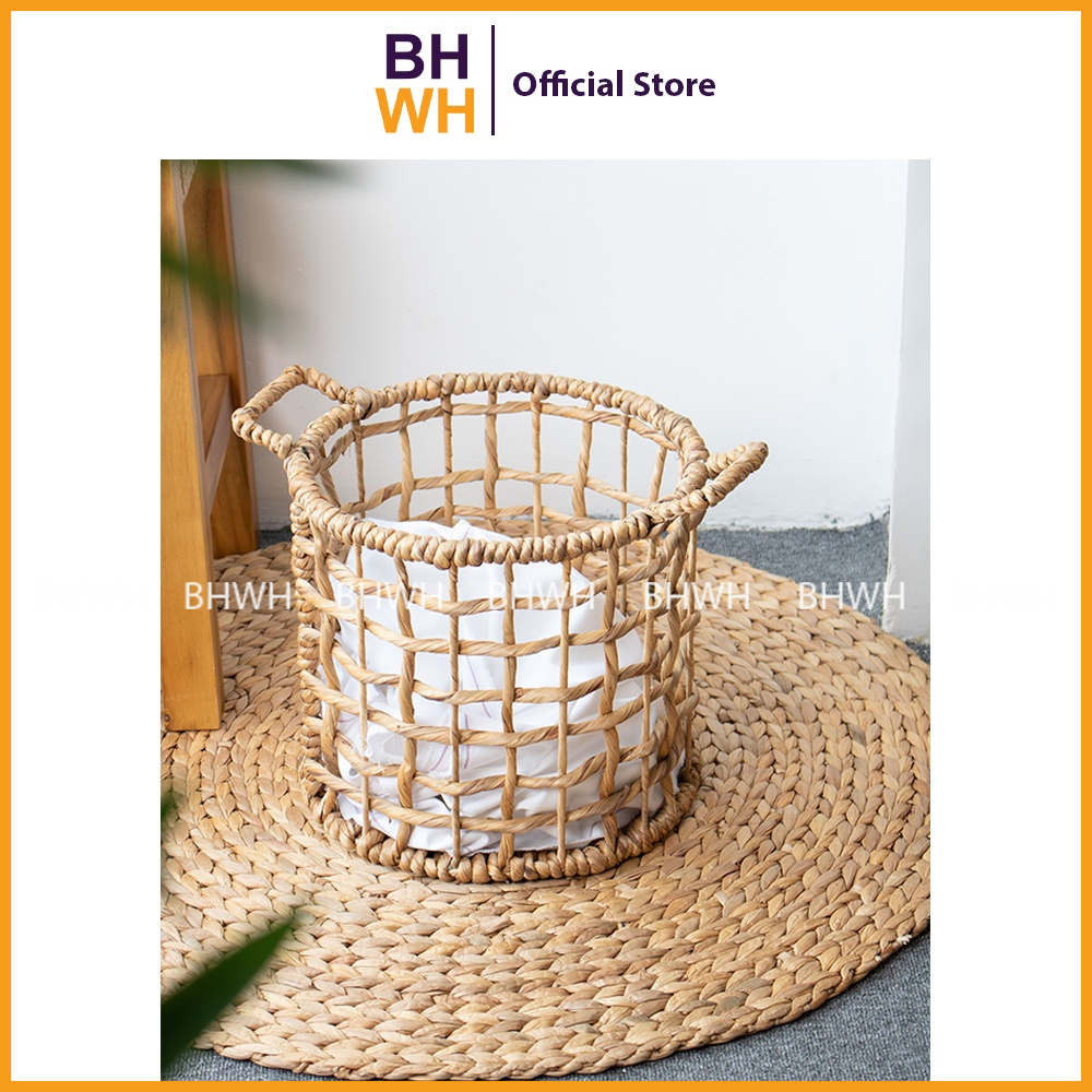 Sọt lục bình trồng cây, đựng quần áo đan thưa thông thoáng theo phong cách Vintage cho Gia đình, Homestay, Khách sạn