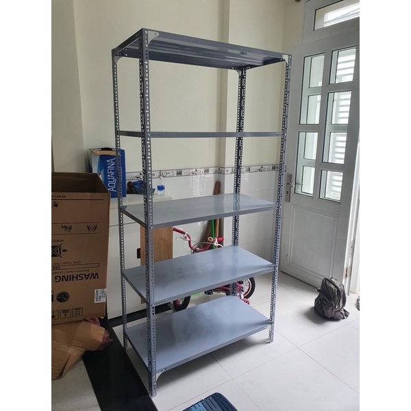 Kệ sắt v lỗ 5 tầng Rộng 40cm x Dài 120cm, cao 2m lắp ghép đa năng