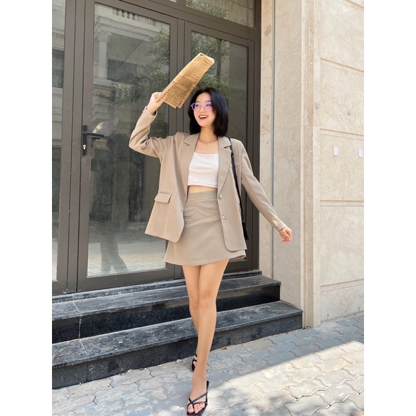 Áo Vest nữ oversize tay dài có lót lụa basic cao cấp nhiều màu - Joella Blazer - Tyribee Clothing