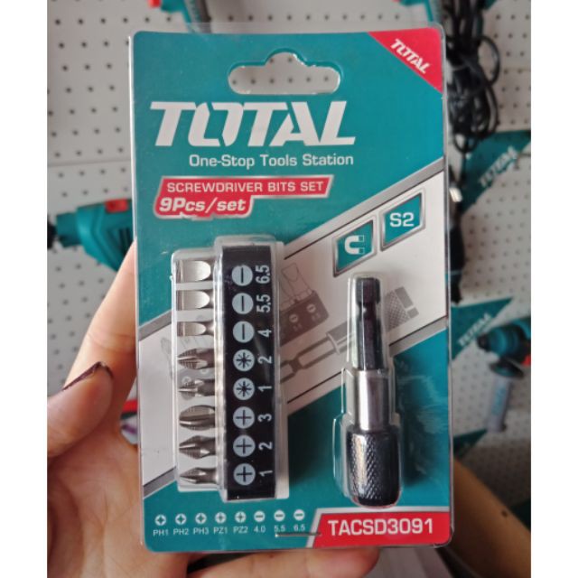 BỘ 9 ĐẦU TUA VÍT LINH ĐỘNG TOTAL TACSD3091  MŨI VẶN VÍT