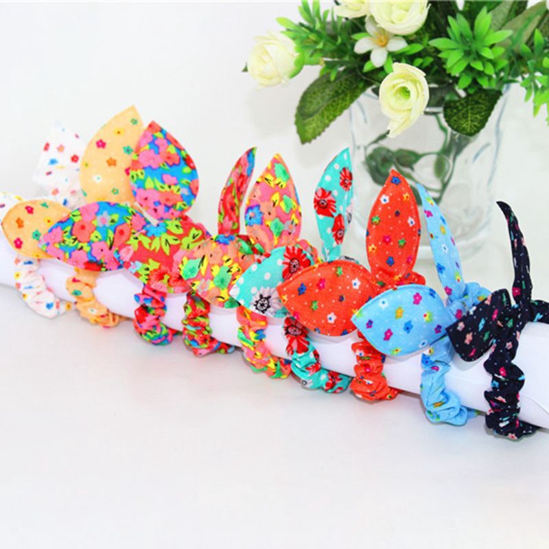 Thun Cột Tóc Co Giãn Hình Tai Thỏ Nhiều Màu