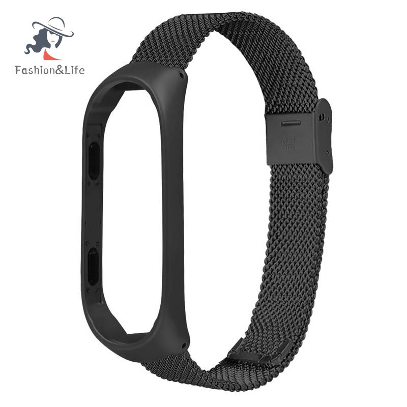 Dây Đeo Thay Thế Chất Liệu Kim Loại Dạng Lưới Cho Xiaomi Mi Band 3